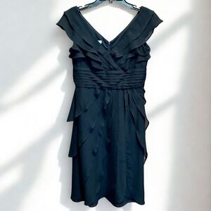 LONDON TIMES Layered Cocktail Black Dress Witchy Grunge Dark Romantic Size 4 NWT